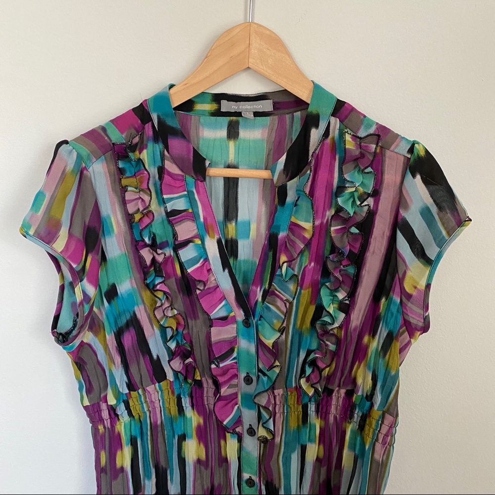 NY Collection Colored Ruffle Blouse - Picture 2 of 7